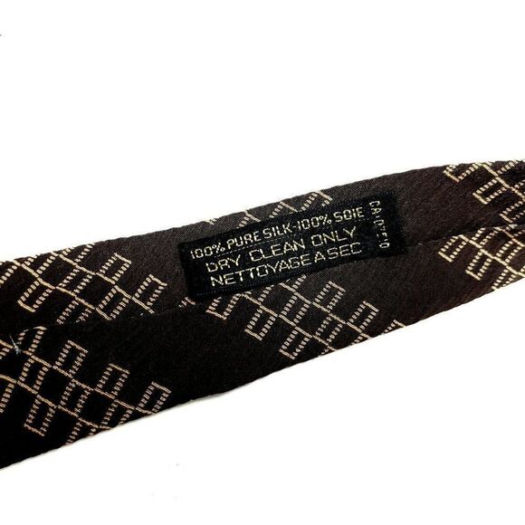 Giorgio Armani Cravatte Silk Tie Print Brown Short - Picture 4 of 7